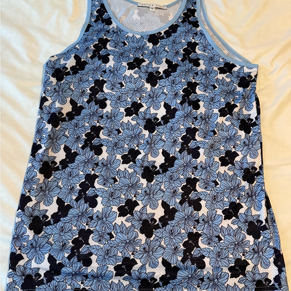 Parke and Roman Floral Blue and Black Tank Top